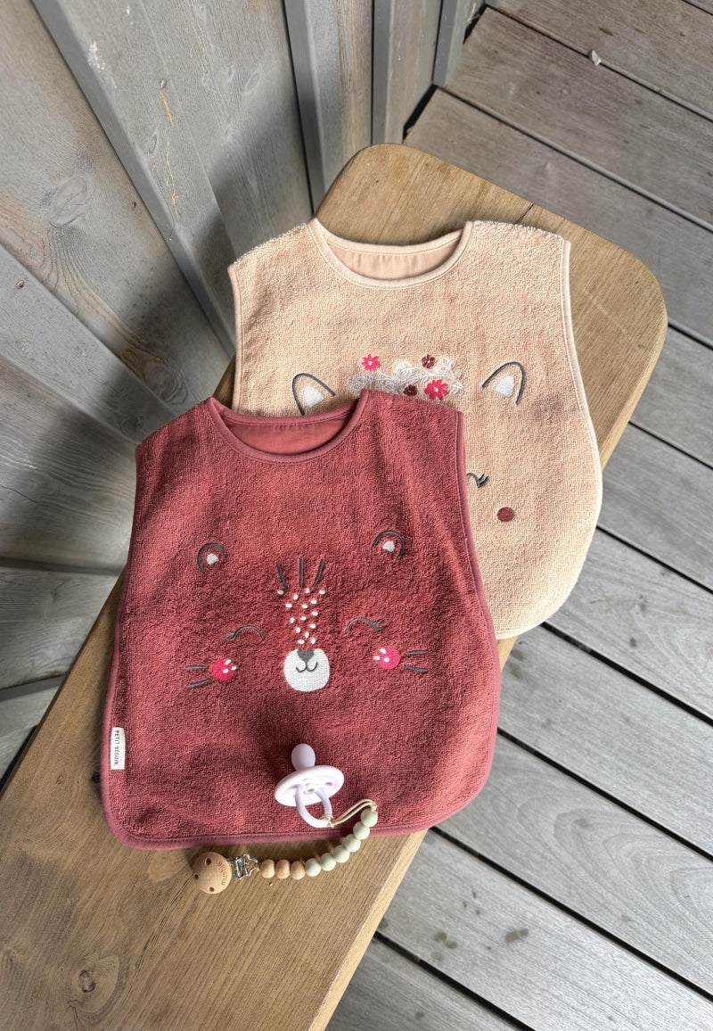 Lot de 2 bavoirs bébé en éponge Léa