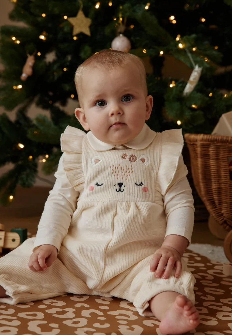 Ensemble salopette bébé en velours et t-shirt Neige