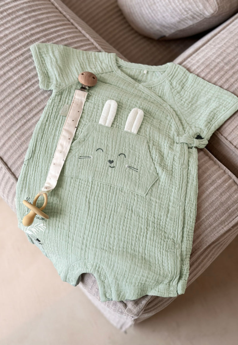 Barboteuse bébé en gaze de coton ouverture croisée Frimousse