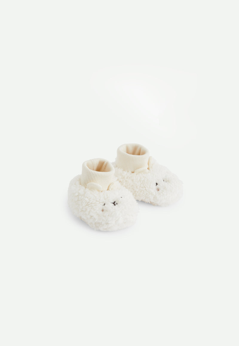 Chaussons bébé en sherpa Caramel