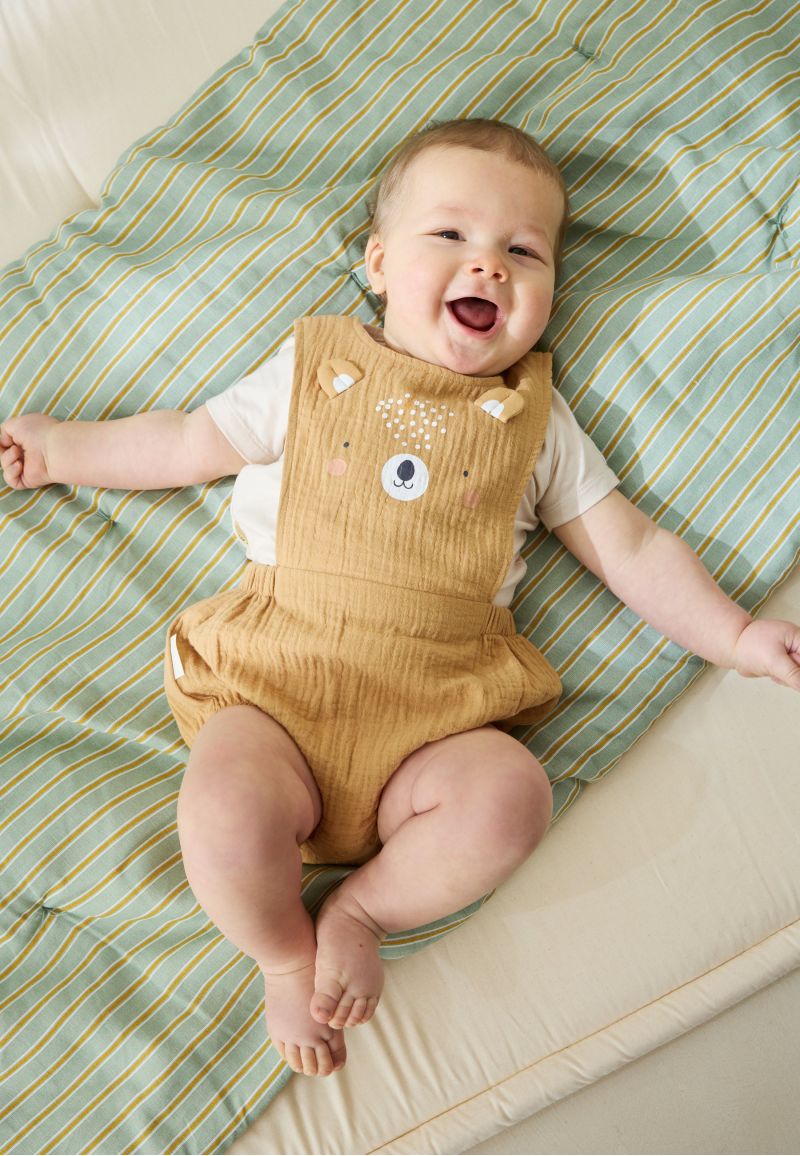 Ensemble barboteuse bloomer bébé en gaze de coton et t-shirt Mini Rêve