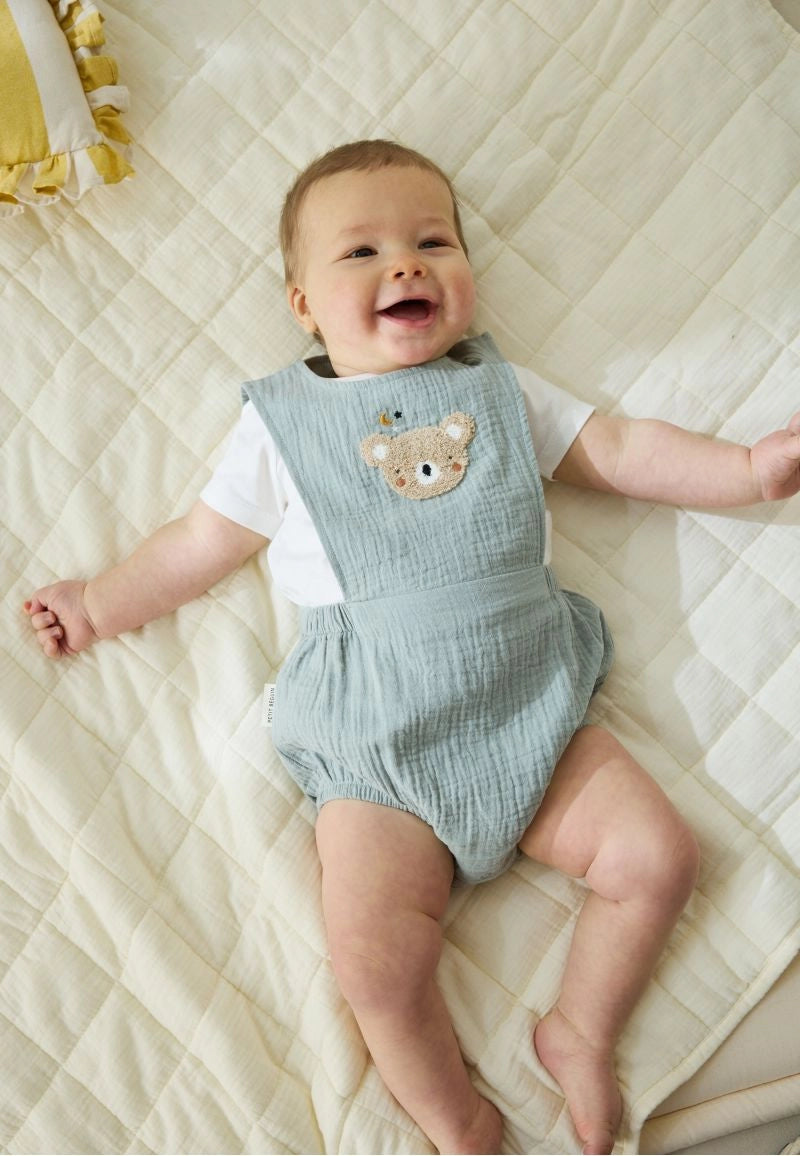 Ensemble barboteuse bloomer bébé en gaze de coton et t-shirt Mini Rêve