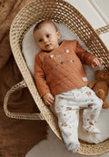 Ensemble bébé gilet croisé et pantalon avec pieds en molleton Caramel