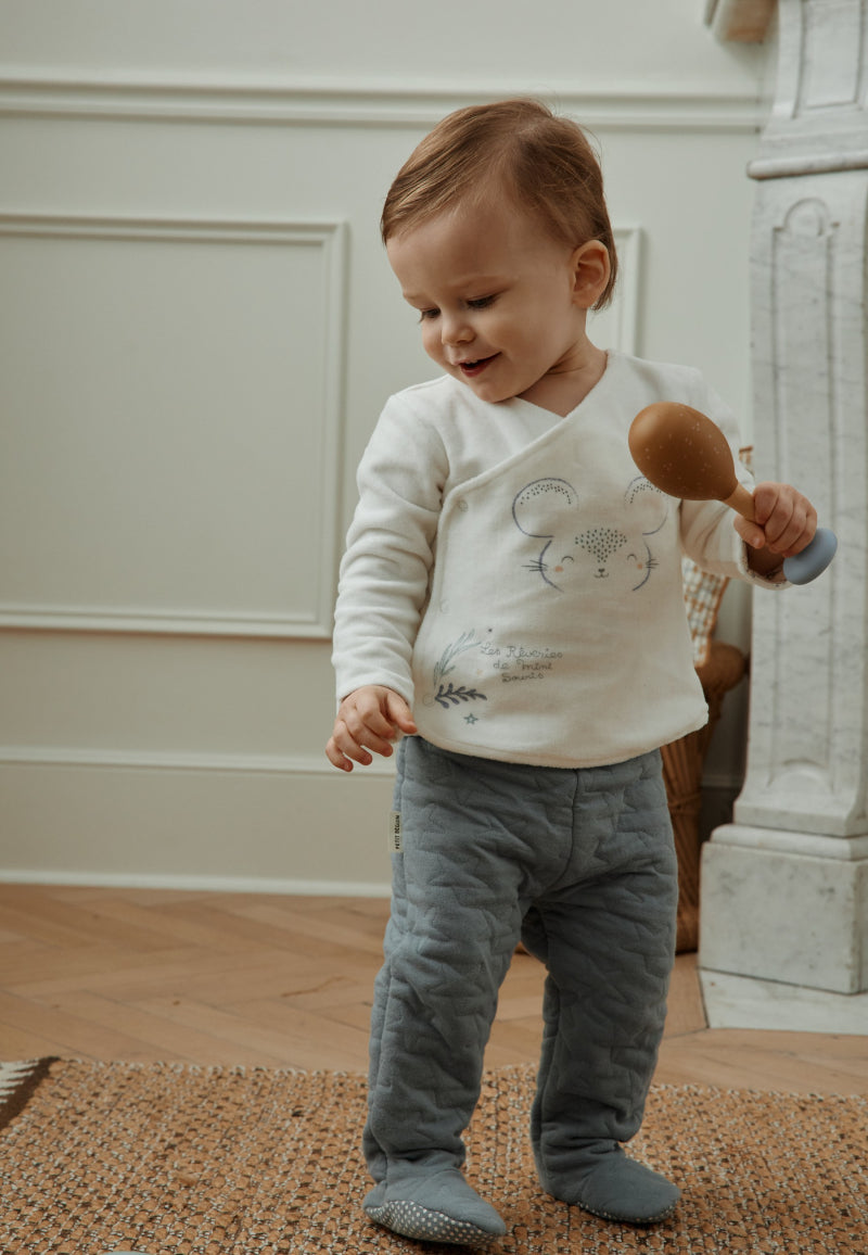 Ensemble bébé gilet en velours et pantalon en coton matelassé Rêverie