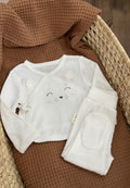Ensemble bébé gilet et pantalon à pied en pointelle Badian
