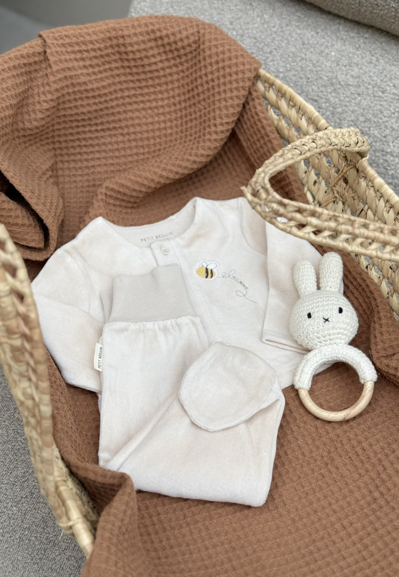 Ensemble bébé gilet et pantalon à pied en velours Eden