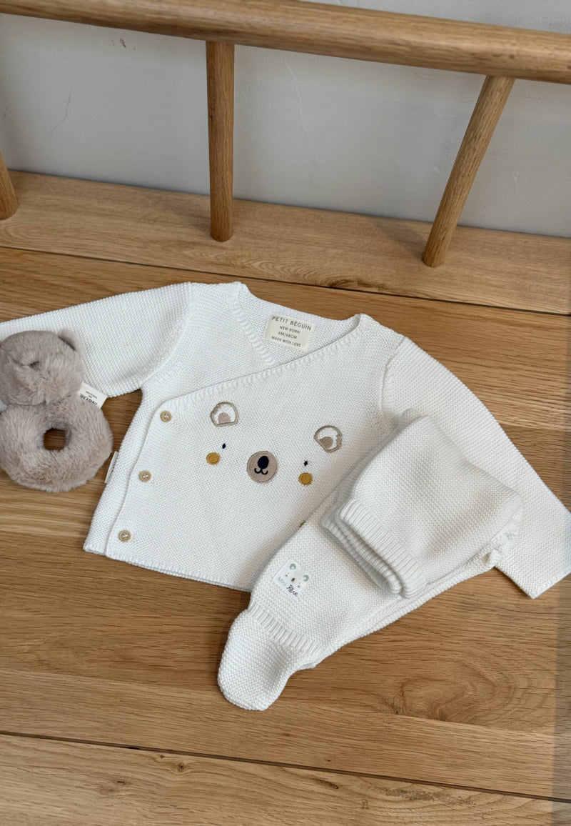 Ensemble bébé gilet et pantalon avec pieds en tricot Mini Rêve