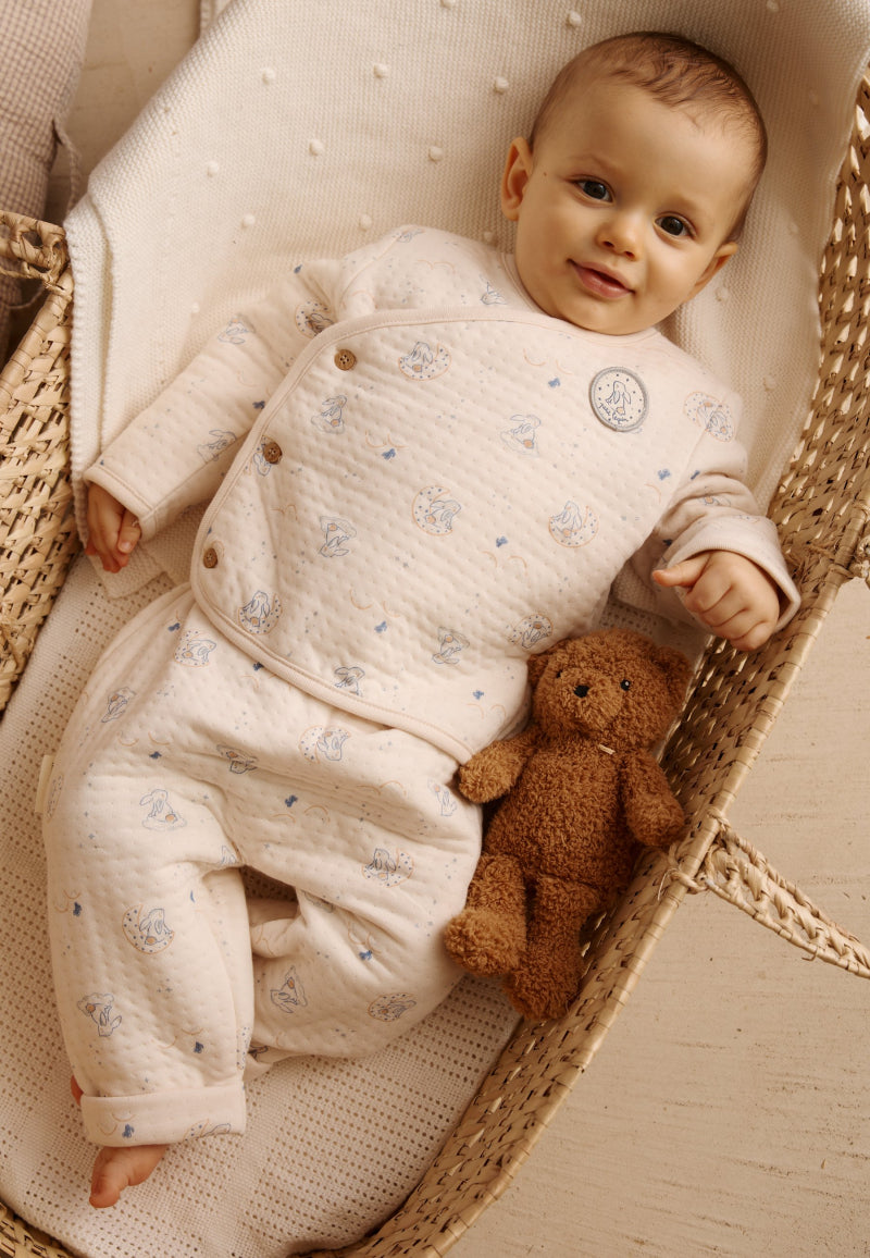 Ensemble bébé gilet et pantalon en coton matelassé Voix Lactée