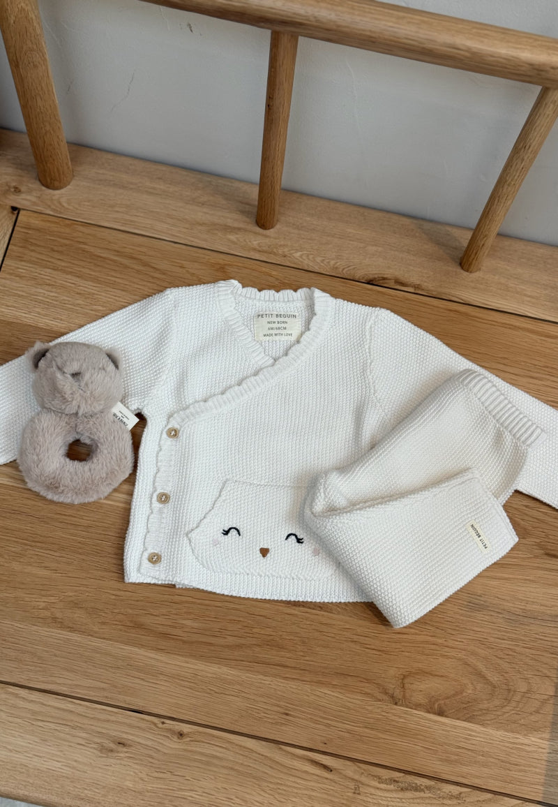 Ensemble bébé gilet et pantalon en tricot Colette