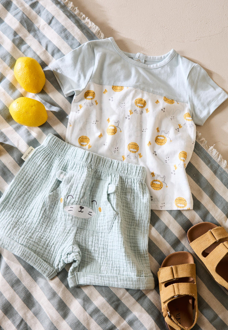Ensemble bébé t-shirt et short en gaze de coton Elio