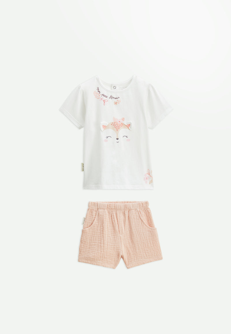 Ensemble bébé t-shirt et short en gaze de coton Louison