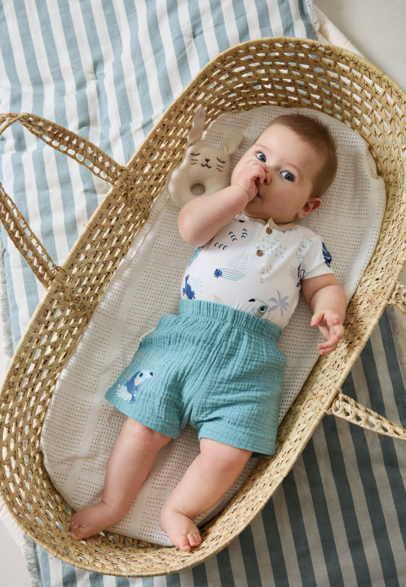 Ensemble body bébé et short en gaze de coton Toucana