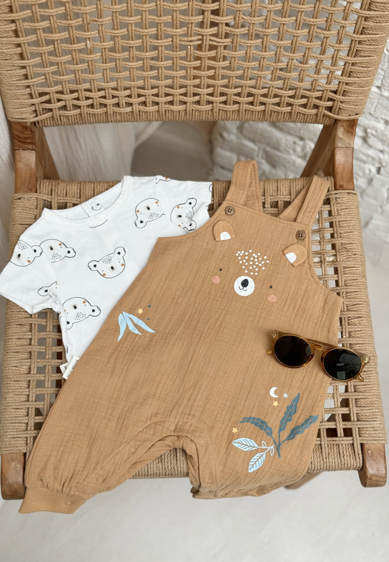 Ensemble salopette bébé en coton gaufré et t-shirt Mini Rêve