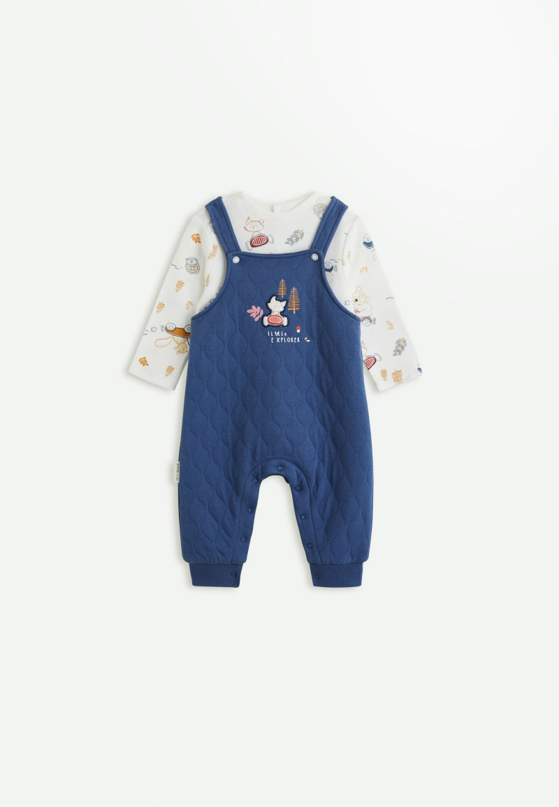 Ensemble salopette bébé en coton matelassé et t-shirt Emile