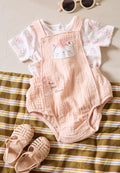 Ensemble salopette bébé en gaze de coton et t-shirt Louison