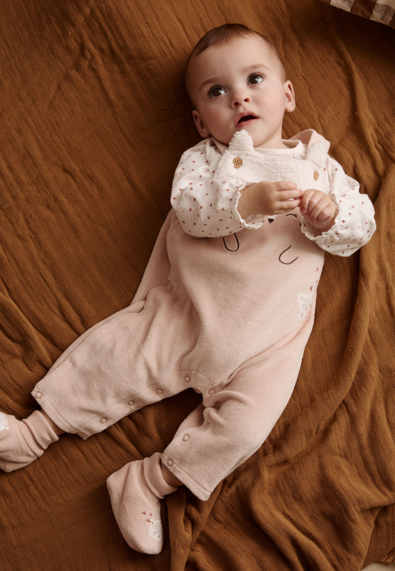 Ensemble salopette bébé en molleton et t-shirt Doucette