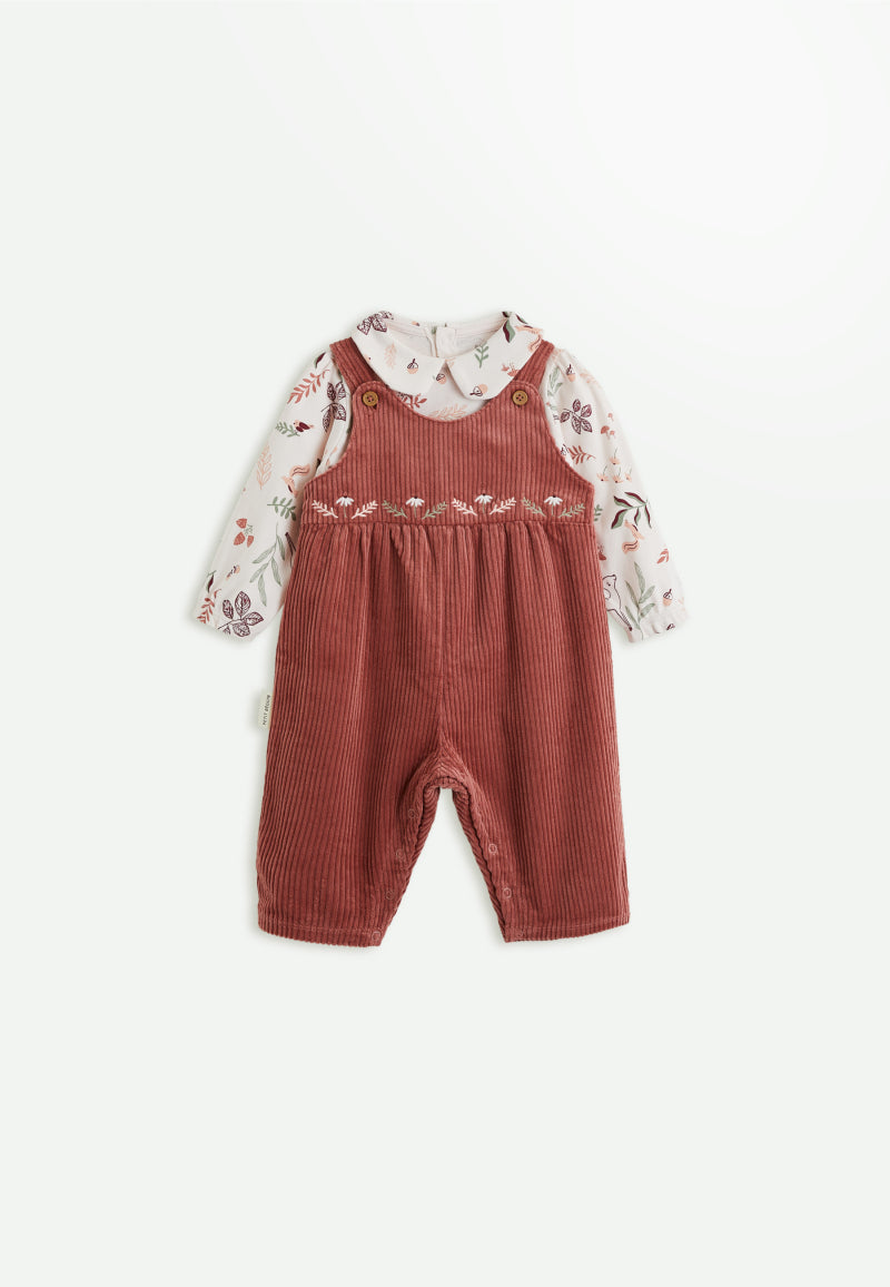 Ensemble salopette bébé en velours côtelé et t-shirt Evie