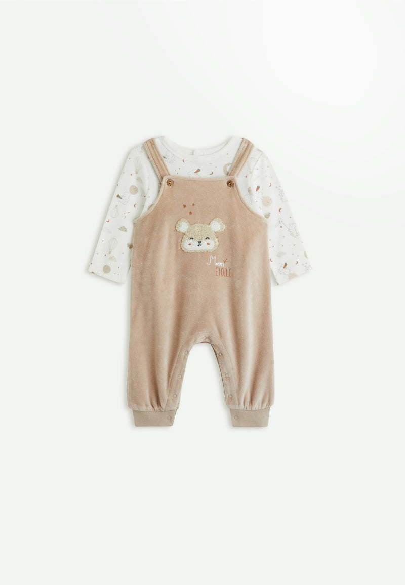 Ensemble salopette bébé en velours et t-shirt Eliah