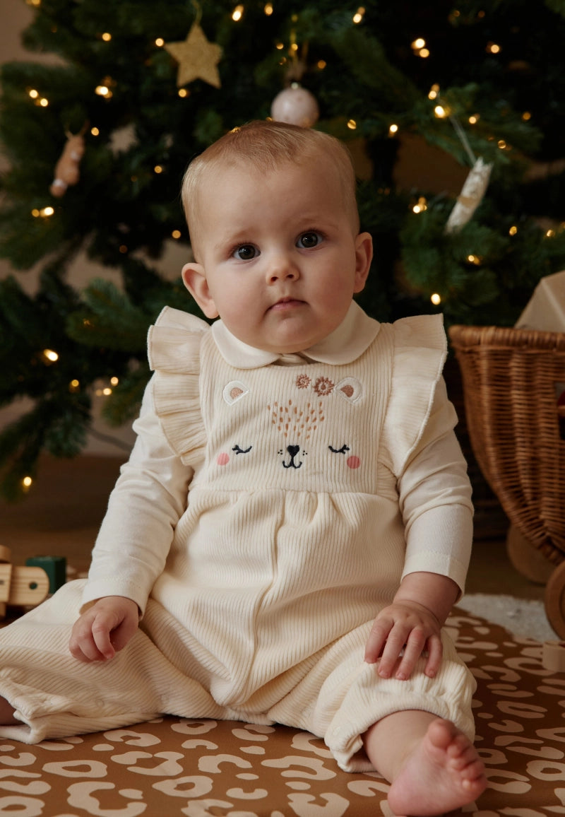Ensemble salopette bébé en velours et t-shirt Neige
