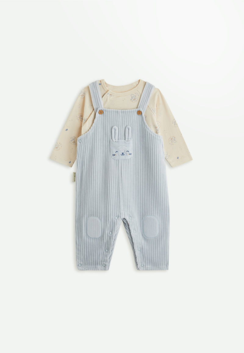 Ensemble salopette bébé en velours et t-shirt Voix Lactée