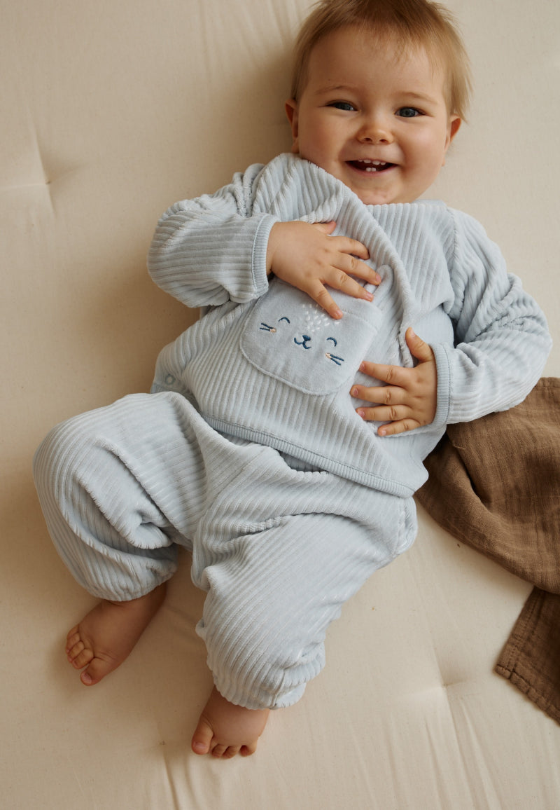 Ensemble sweat et pantalon bébé en velours Voix Lactée