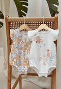 Lot de 2 barboteuses bloomer bébé en gaze de coton Praline