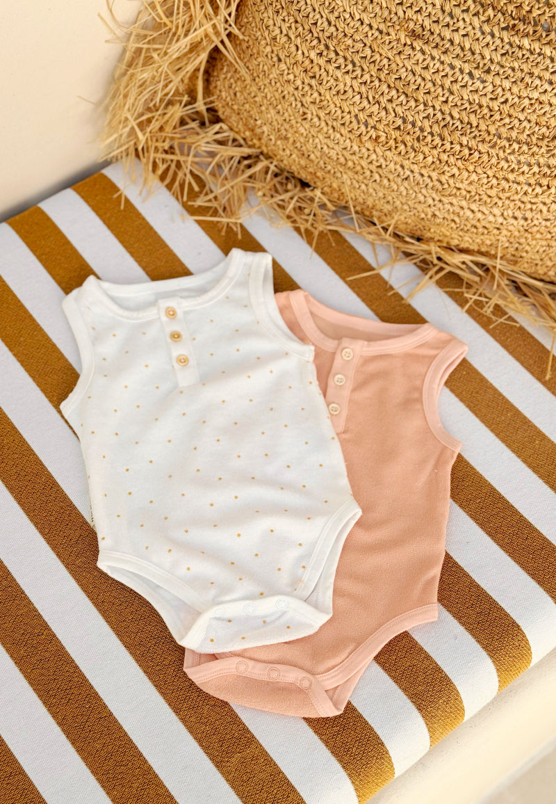 Lot de 2 bodies bébé à bretelles en éponge Bahamas