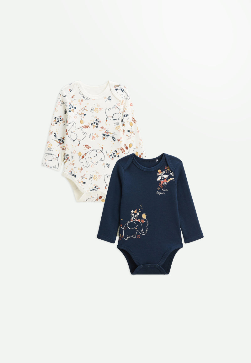 Lot de 2 bodies bébé manches longues Cirque d'automne