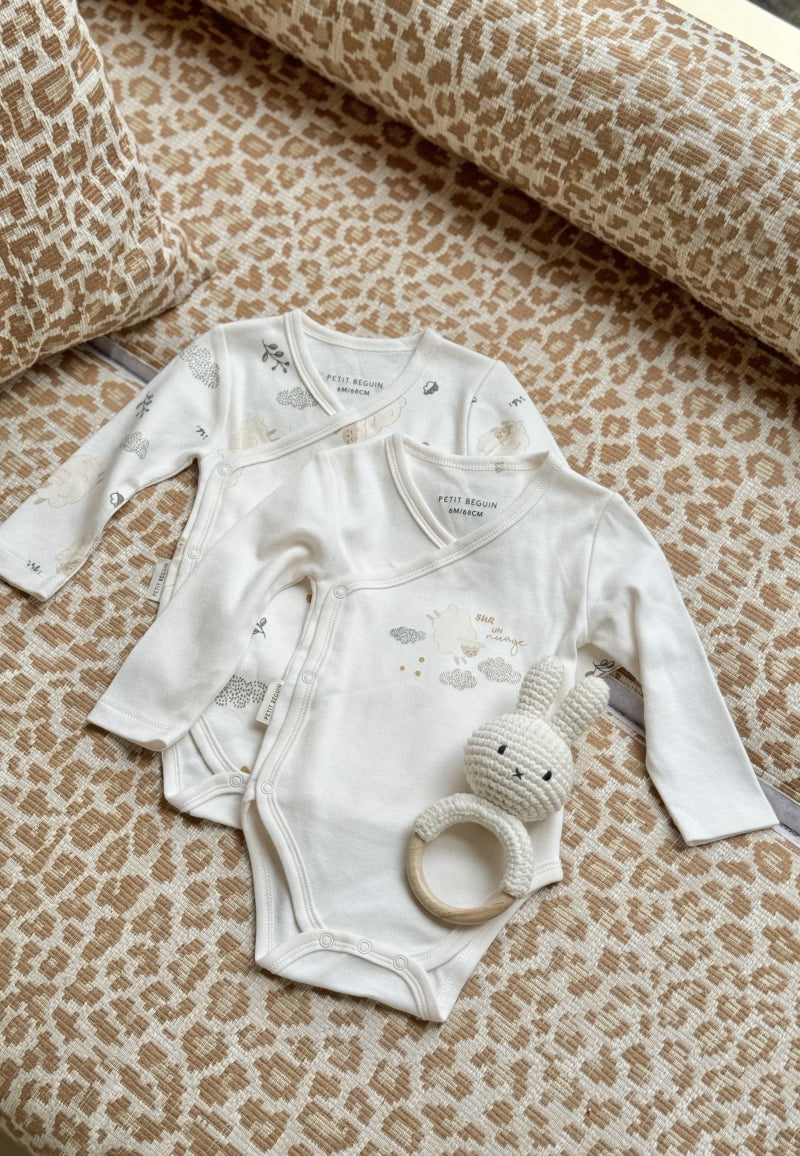 Lot de 2 bodies bébé manches longues ouverture croisée Câlins