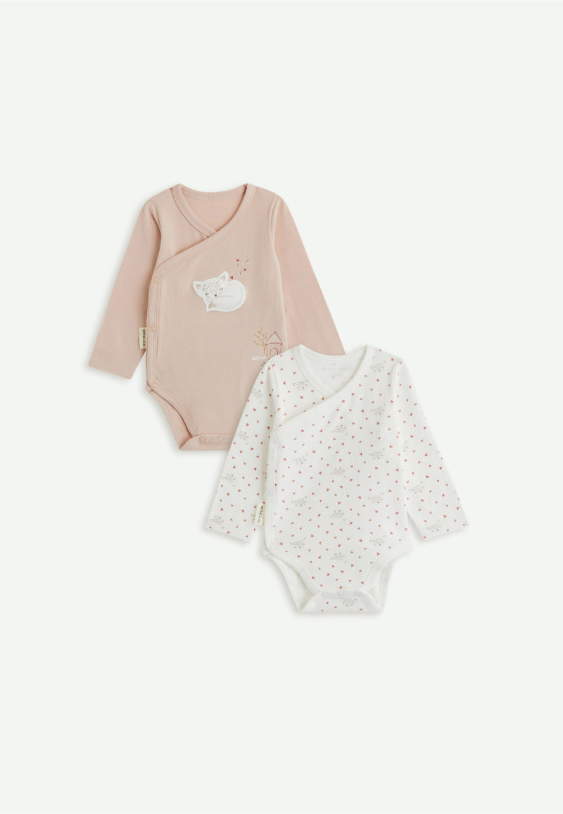 Lot de 2 bodies bébé manches longues ouverture croisée Doucette