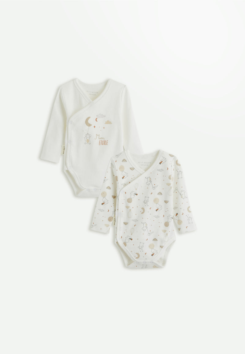Lot de 2 bodies bébé manches longues ouverture croisée Eliah