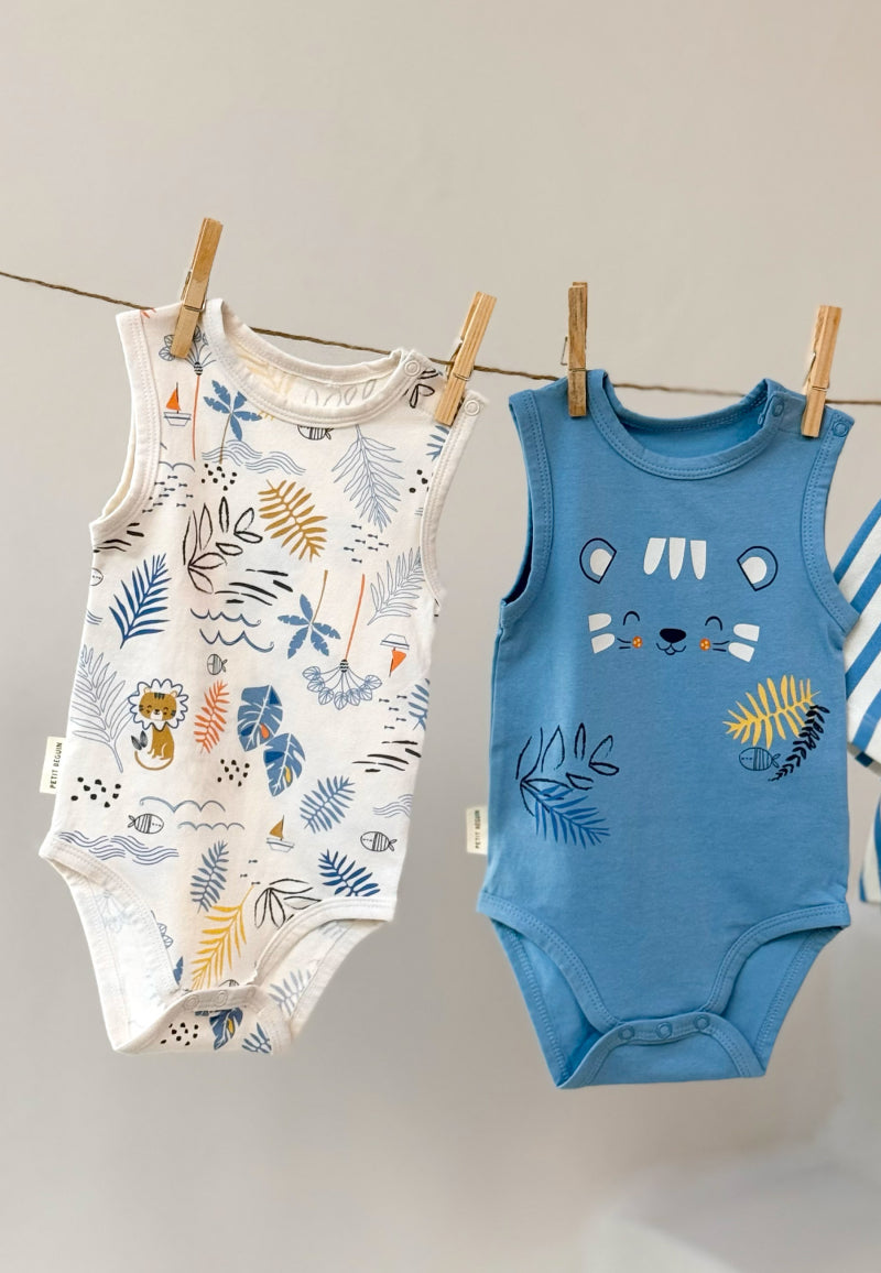 Lot de 2 bodies bébé sans manches Biscarosse