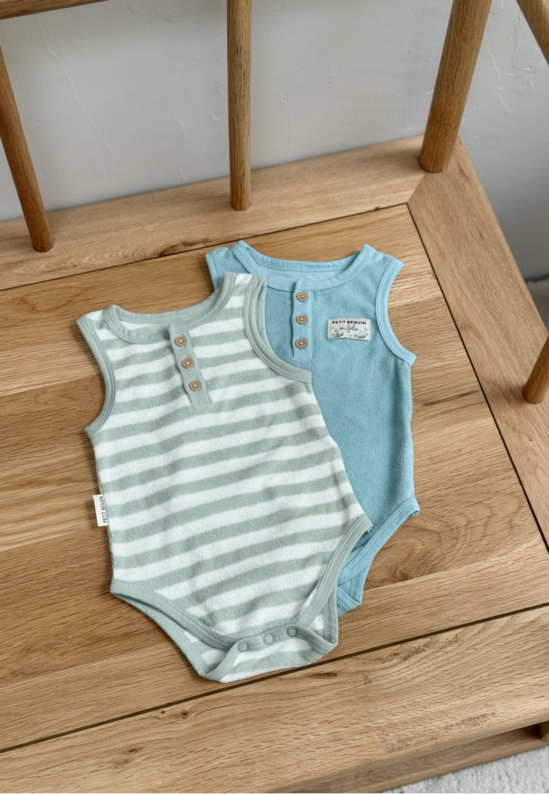 Lot de 2 bodies bébé sans manches en éponge Cayo coco
