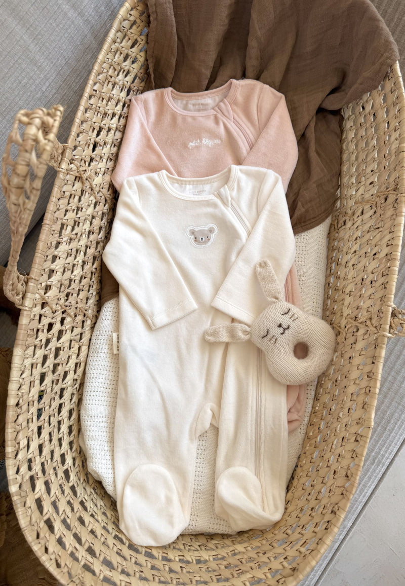 Lot de 2 pyjamas bébé en velours ouverture zippée