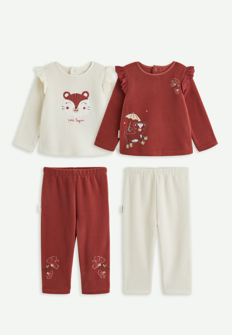 Lot de 2 pyjamas enfant 2 pièces en polaire Léa