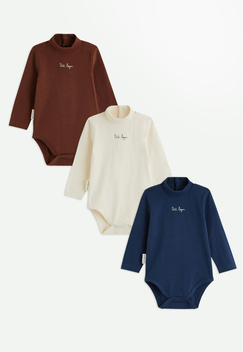 Lot de 3 bodies bébé col roulé manches longues Mathéo
