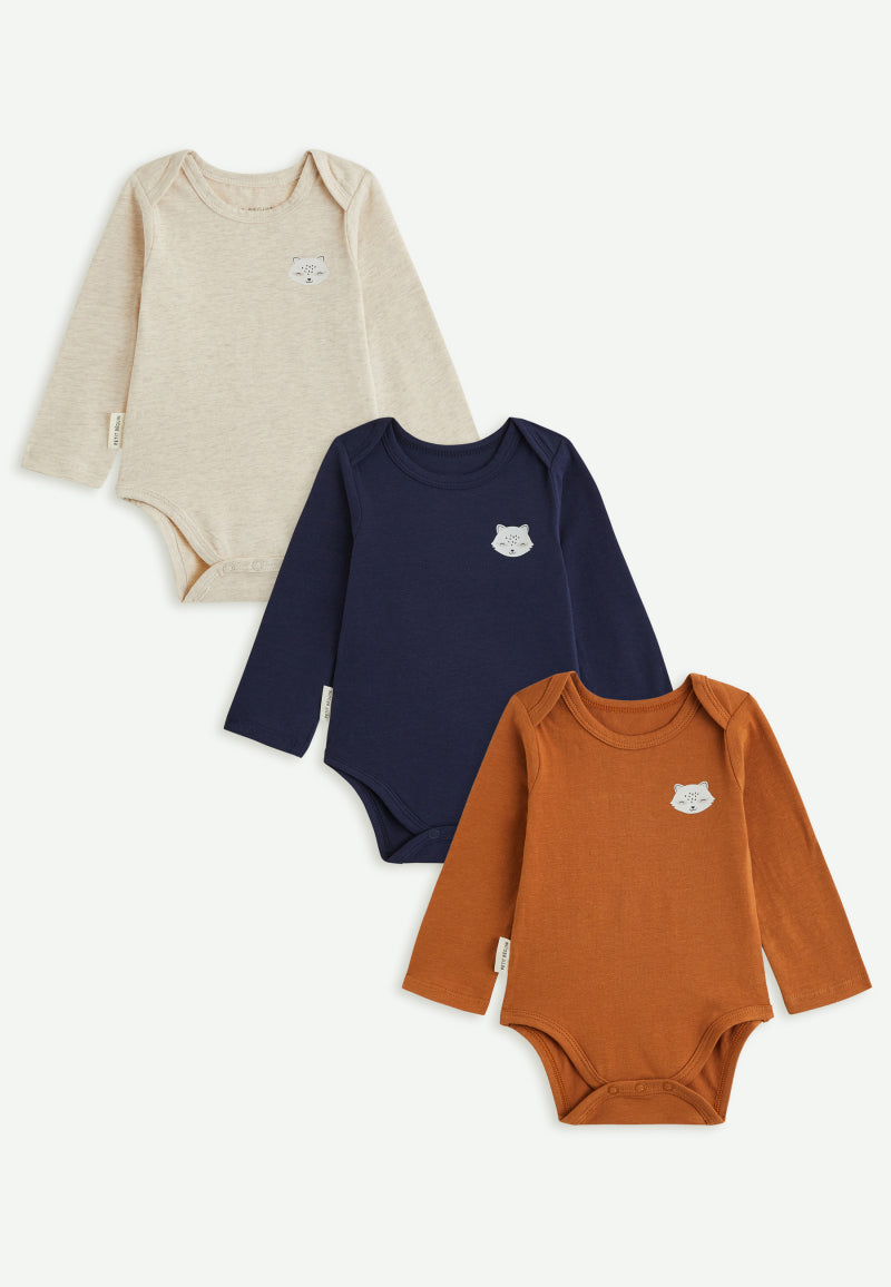 Lot de 3 bodies bébé manches longues