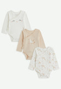 Lot de 3 bodies bébé manches longues ouverture croisée Margot
