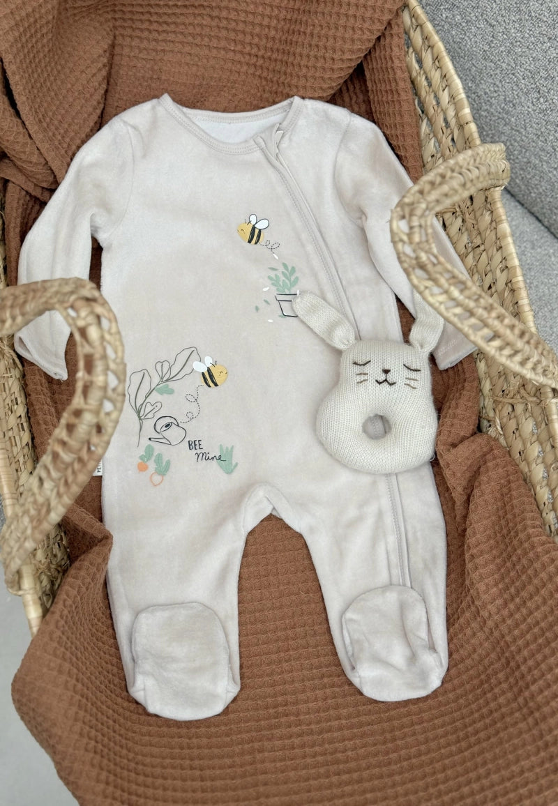 Pyjama bébé en velours ouverture zippée Eden