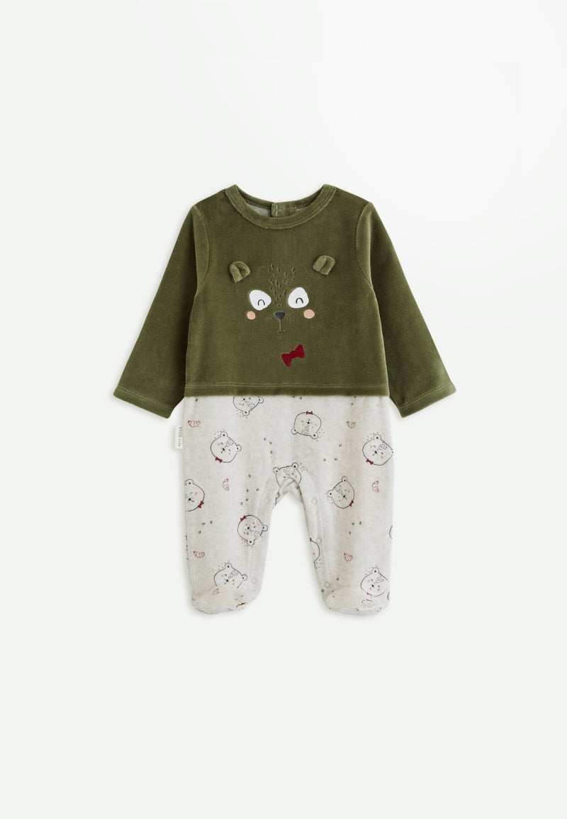 Pyjama bébé en velours Pistache