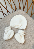 Turban bébé et chaussons en tricot Hello Baby