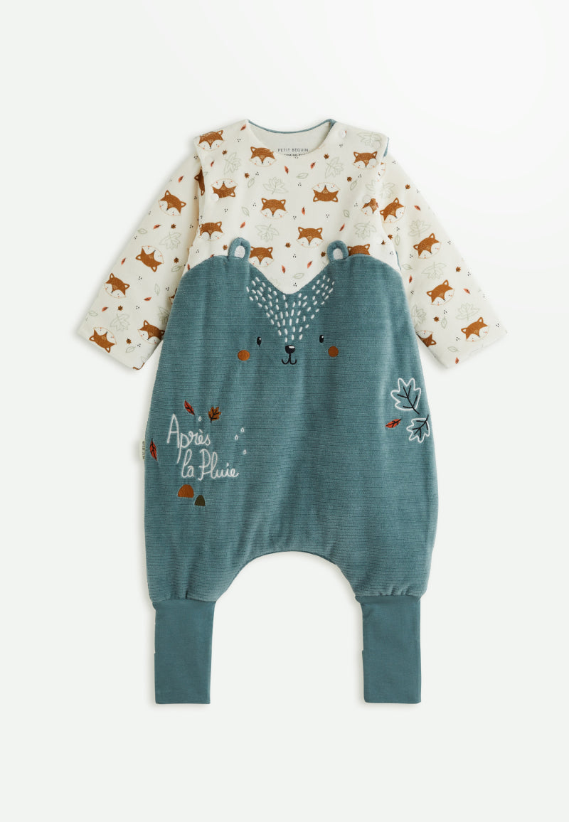 Turbulette TOG 2 en velours avec pieds retroussables et manches amovibles Ginkgo